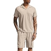 COOFANDY Men's Polo Shirt and Shorts Set 2 Piece Outfits Fashion Summer Tracksuits Short Sleeve Casual Polo Suit