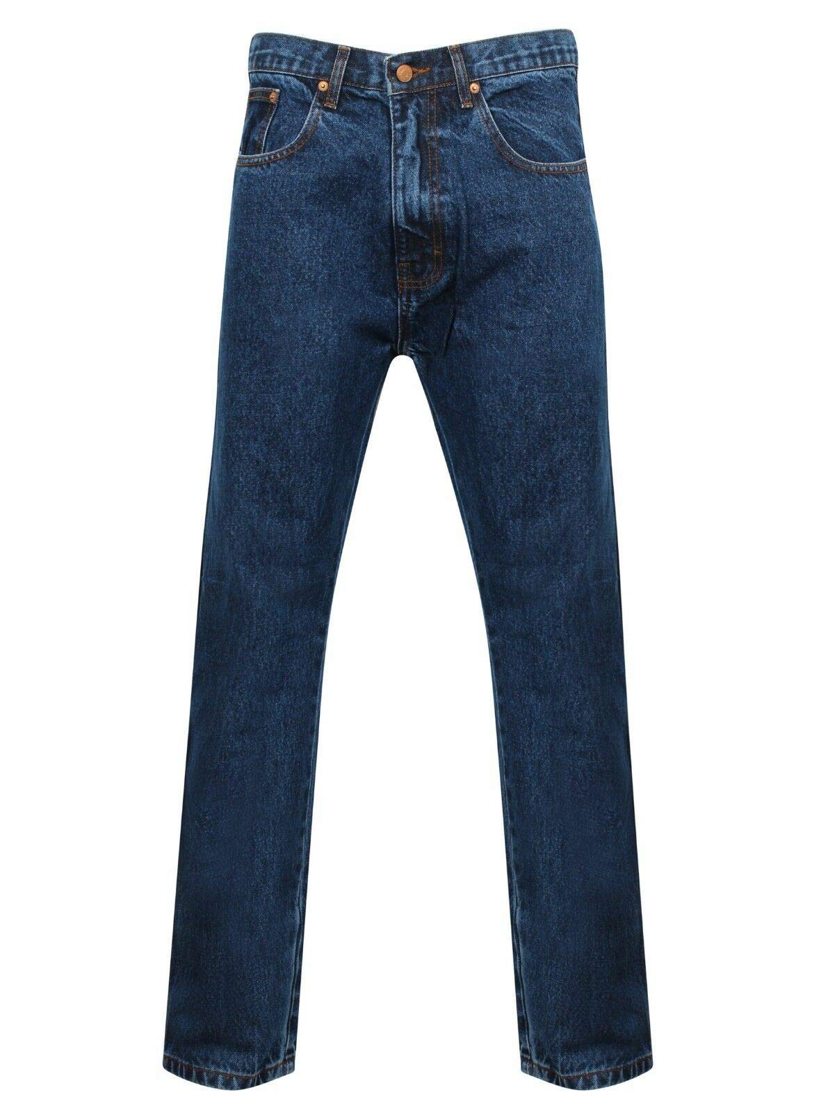 Mens Regular Comfort Standard Fit Zip Fly Denim Jeans Size 28 to 60" Inside Leg 27, 29, 31, 33 (Stonewash, Waist 58 Leg 29)