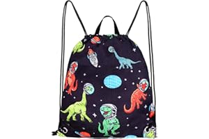 RLGPBON Dinosaur Drawstring Backpack for Kids Girls and Boy,Boys Drawstring Bag,Sports Gym Bag for Boys, Kids Waterproof Swimming Bag Beach Sackpack