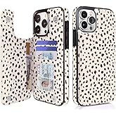 uCOLOR Compatible with iPhone 15 Pro Max 6.7" Wallet Case with Card Holder Slot Folio Flip Leather Kickstand Magnetic Clasp and RFID Blocking Design Cover 15PM 6.7 Inch (Almond Latte Polka Dot)