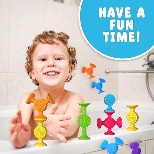 Textured Suction Bath Toys for Toddlers: 30 Pcs Silicone Baby and Toddler  Sensory Fine Motor Toys Great for