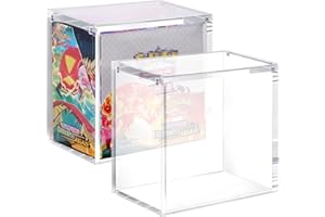 HGIVROSKELIA Booster Box Acrylic Case Protector 8mm + 4mm Thick Clear Acrylic 5mm Magnetic Closure Easy Top Loading Compatible with PKMN Booster Boxes
