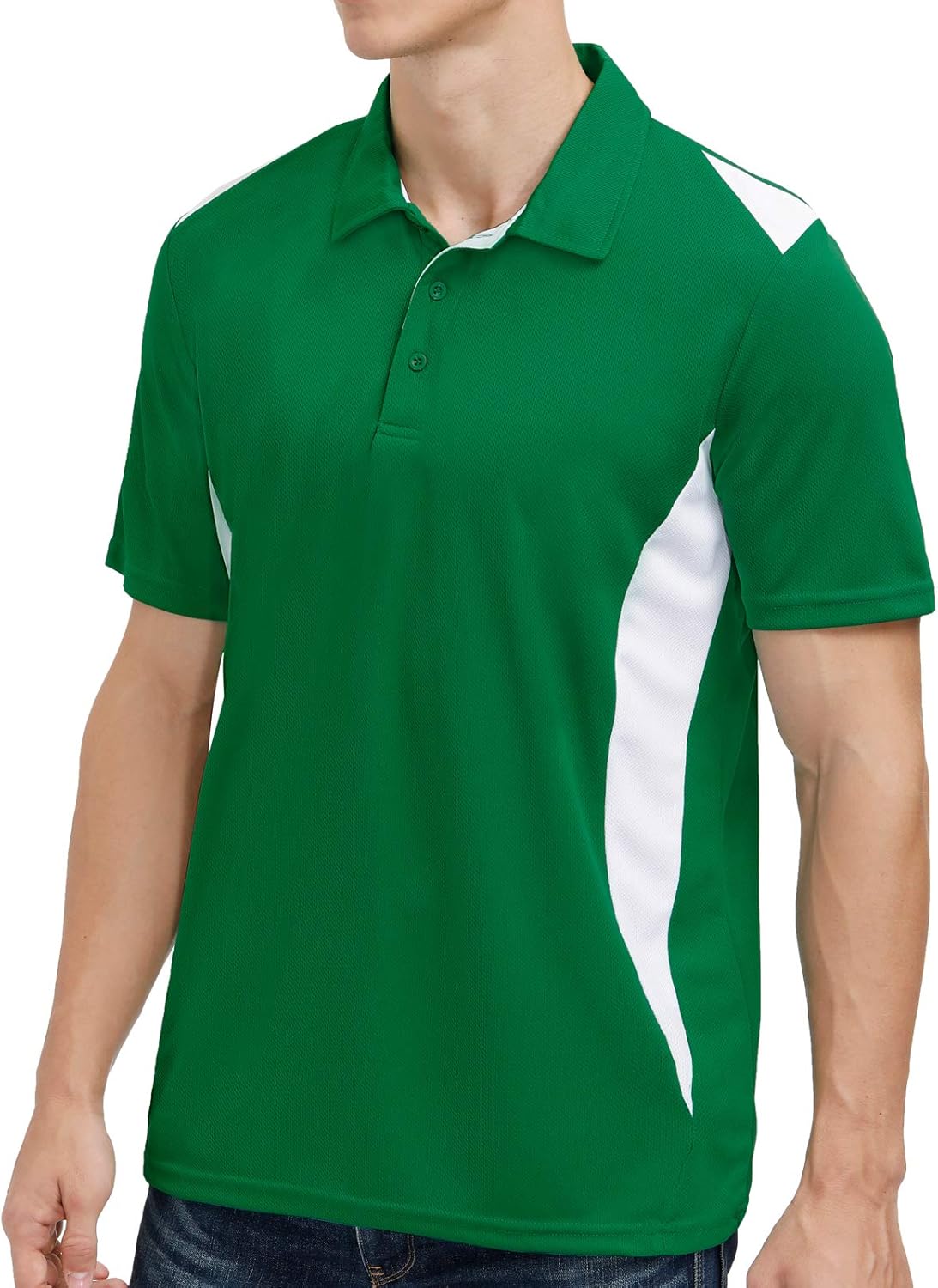 Sports Polo Shirts for Men Big and Tall Short Sleeve Side Blocked Performance Golf Polo: Clothing