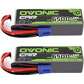 OVONIC 3S LiPo Battery 11.1V 6500mAh 120C with EC5 Plug for RC Car RC Truck Airplane Helicopter Boat Car Racing RC Hobby (2 Packs)