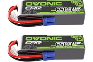 OVONIC 3S LiPo Battery 11.1V 6500mAh 120C with EC5 Plug for RC Car RC Truck Airplane Helicopter Boat Car Racing RC Hobby (2 Packs)