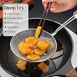 AEX Strainer Skimmer Ladle Stainless Steel 6.7 Inch Ergonomic Handle Spider Mesh view 2
