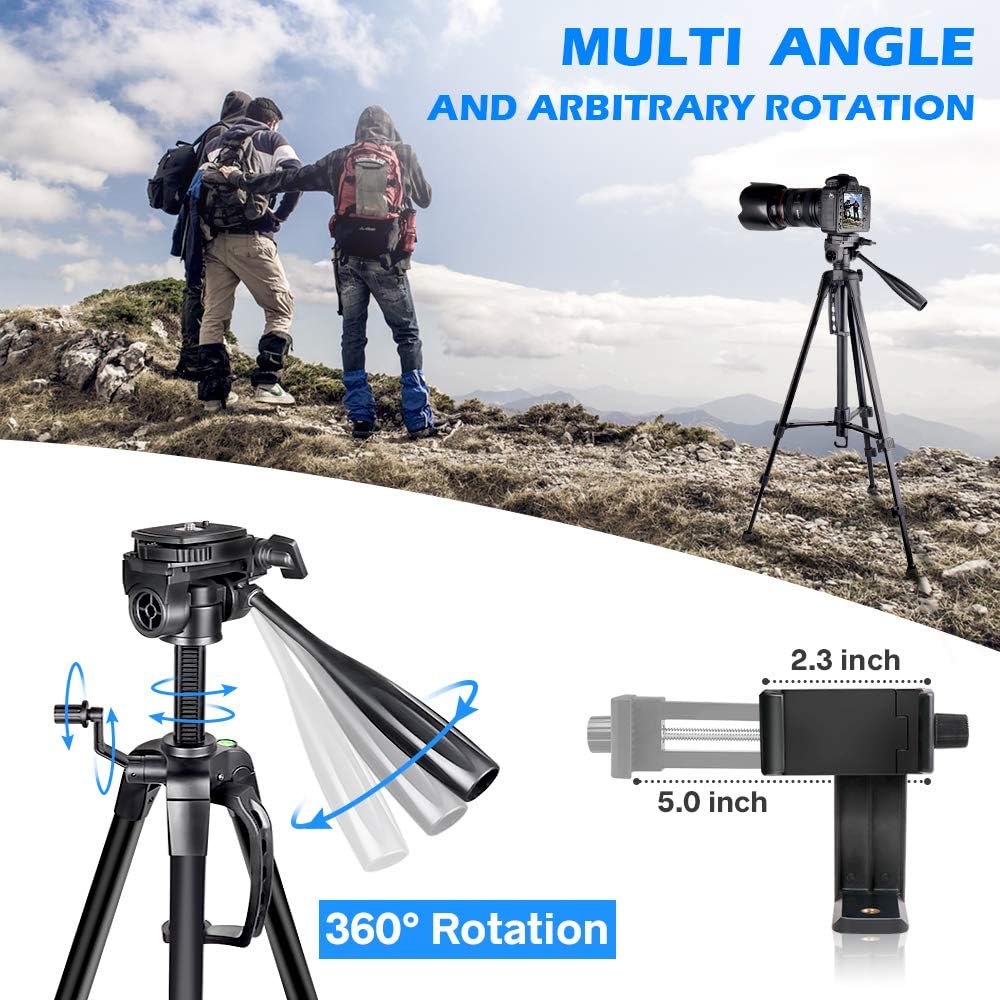 Camera Tripod, UBeesize 55-Inch Lightweight Aluminum Travel Tripod Stand for Canon Nikon Sony DSLR Digital Olympus Video Camera with Universal Smartphone Mount & Carry Bag & Bluetooth Remote : Camera & Photo