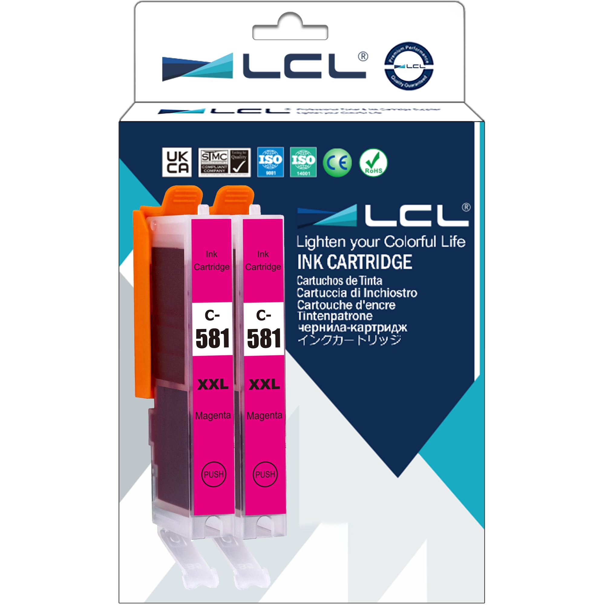 LCL Compatible Ink Cartridge CLI-581 CLI-581M CLI-581XL CLI-581XXL M 1996C001 12.5ml (2Magenta) Replacement for Canon Pixma TR7550 TR8550 TS6150 TS6151 TS6250 TS8150 TS8151 TS8152 TS9150 TS9155 TS9550