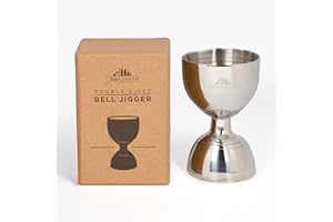 Silver Bell Jigger with Measurements Inside - Cocktail Measuring Jigger - Stainless Steel Measuring Tool for Bartenders - Jig