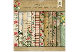 Scrapbooking Paper Pack (24 Sheets, 12 Designs) Vintage Floral & Artistic Decorative Paper for Cardmaking, Scrapbook Album & 