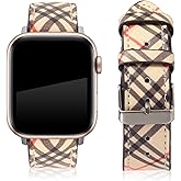 Designer Band Compatible with Apple Watch Band 38mm 40mm 41mm 42mm 44mm 45mm 46mm 49mm Men Women, Luxury Genuine Leather Replacement Wristbands Strap for iWatch 10 9 8 Apple Watch Series 7/6/5/4/3/2/1/SE