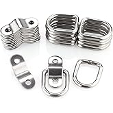 CenterZ 12 Pack Tie Down Rings with Mounting Bracket, Heavy Duty Stainless Steel Lashing Ring D-Ring Anchor Point, 1/4" Surface Mount for Trailer Truck Hauling, Cargo Load, RV Pickup Camper and Boats
