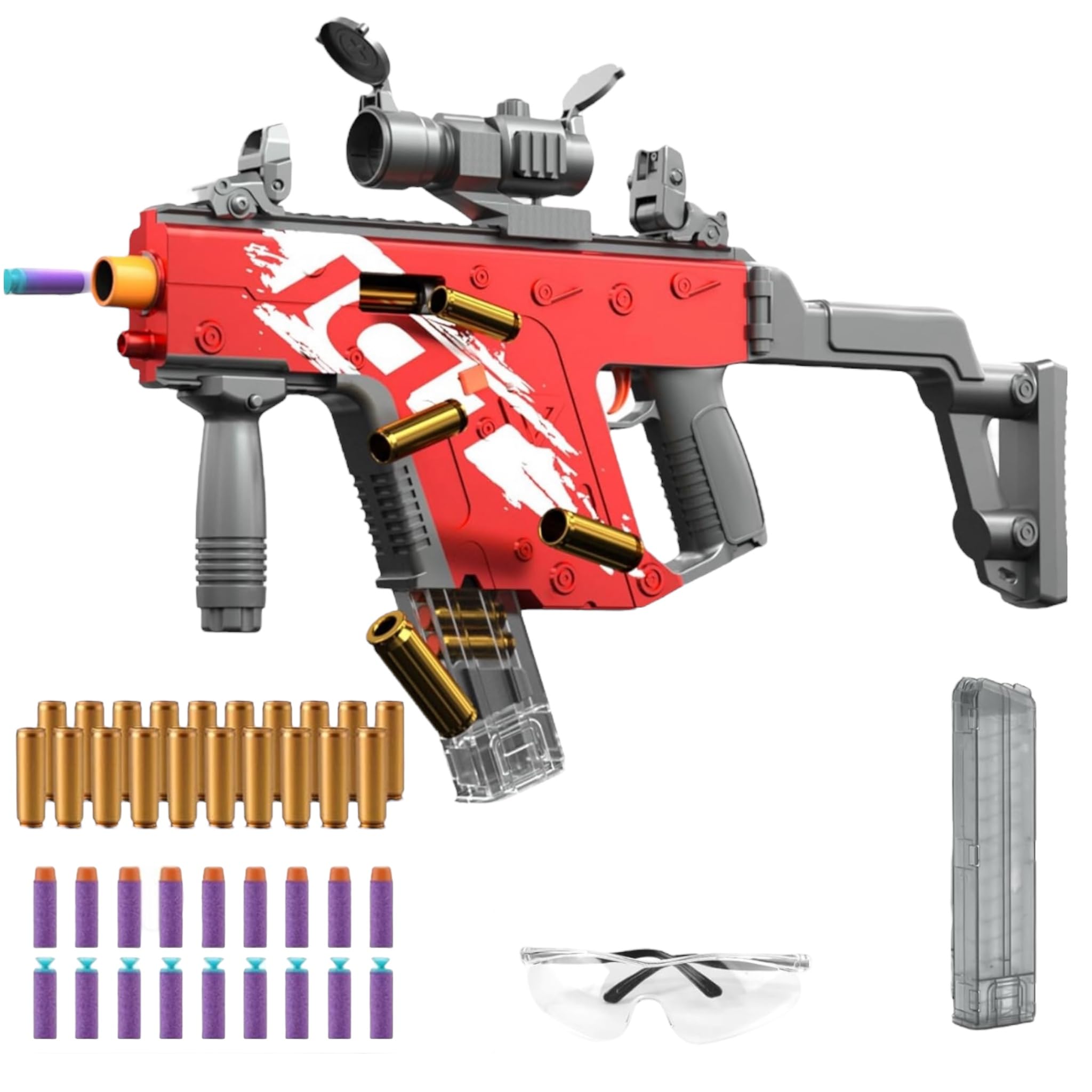 Shell Eject Toy Gun Machine Gun SMG, Electric Automatic Foam Dart Blaster with Scope and Bullets, for Boys