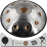 "SINGOFIRE" 10-Notes Handpan Drum, Handpan Drums for Adults, 22-Inch 440Hz D Minor Kurd, HandPan Instrument with Soft Handpan Bag, 2 Mallets, Handpan Stand and Dust-Free Cloth(Gold Eye)