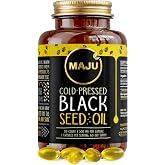 Maju Superfoods Black Seed Oil Capsules, Strong Cold Pressed, 3X Thymoquinone, 100% Turkish Black Cumin Nigella Sativa Seed, Organic BSO, Liquid Blackseed, 120 Count, 500mg per Capsule