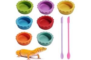 MQACPUPY 9pcs Crested Gecko Tank Accessories:Food Dish& Feeding Cups - Gecko Feeder &Corner Water Bowl for Reptile Tanks