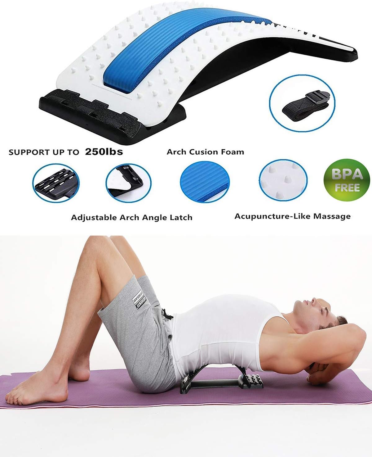 ChiFit Multi-Level Back Stretching Device - Immediate Relief for Back Pain, Herniated Disc, Sciatica, Scoliosis,Lower and Upper Back Stretcher Support and Pain Relief: Health & Personal Care