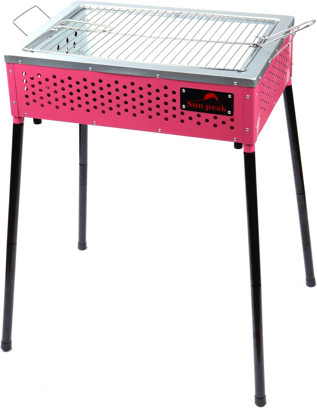 Camping Portable Smoker 20" Charcoal BBQ Barbecue Grill Travel Outdoor Pink