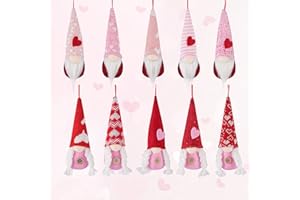 TSGEEG Valentine Day Gnomes Hanging Ornaments - 10Pcs Handmade Swedish Plush for Tree Home Party Decoration