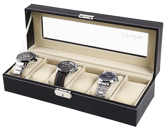 6-slot Leather Watch Box with Metal Lock by
