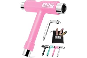 IKLAREWV BEING Skate Tool,Skateboard Tool,T Tool For Skateboard, Roller Skate Tools, Skateboard Tool Kit,Skate Accessories,Skate Tool All In One,Hardware Tools,Skate Small Tools (PINK)