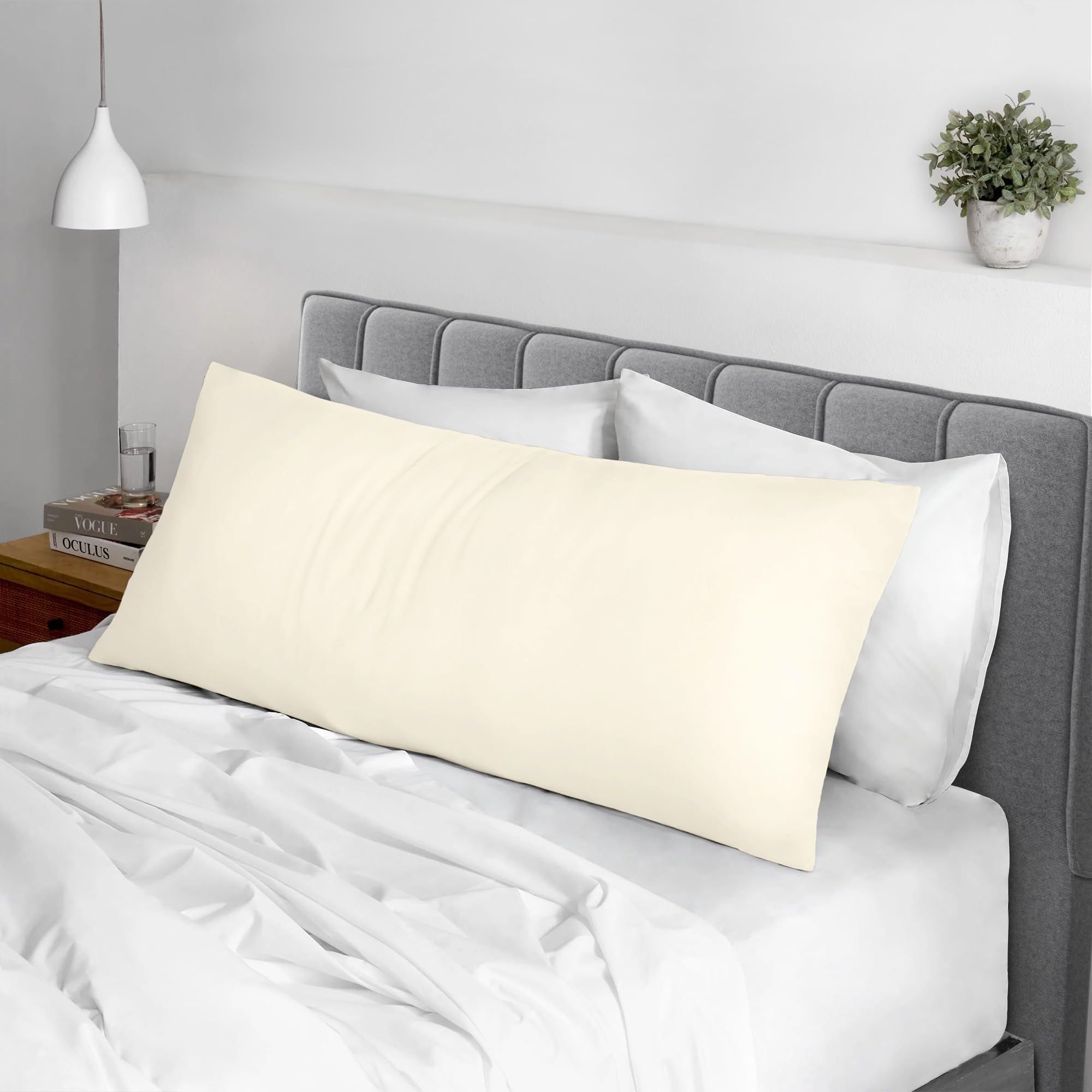 Pizuna Cotton New Ivory Body Pillow Cover 1 Piece Only, 400 Thread Count 100% Long Staple Cotton Body Pillow Case 52x140 cm, Sateen Body Pillowcase (Pillow Cases for Body Pillows) — image 1