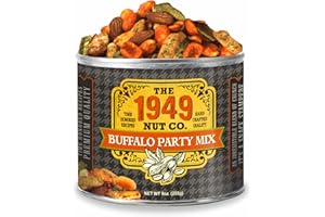 The 1949 Nut Co. Buffalo Party Mix | Assorted Flavored Fried Peanuts, Everything Sticks, Guacamole Bites, and Smoked Almonds Extra-Large, Hand-Cooked in USA with an Old Family Recipe, 9 oz. Small Can