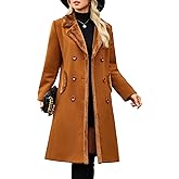 UMIPUBO Women's Winter Coats Warm Double Breasted Pea Coat Lapel Collar Trench Coat Long Thick Slim Fit Outwear
