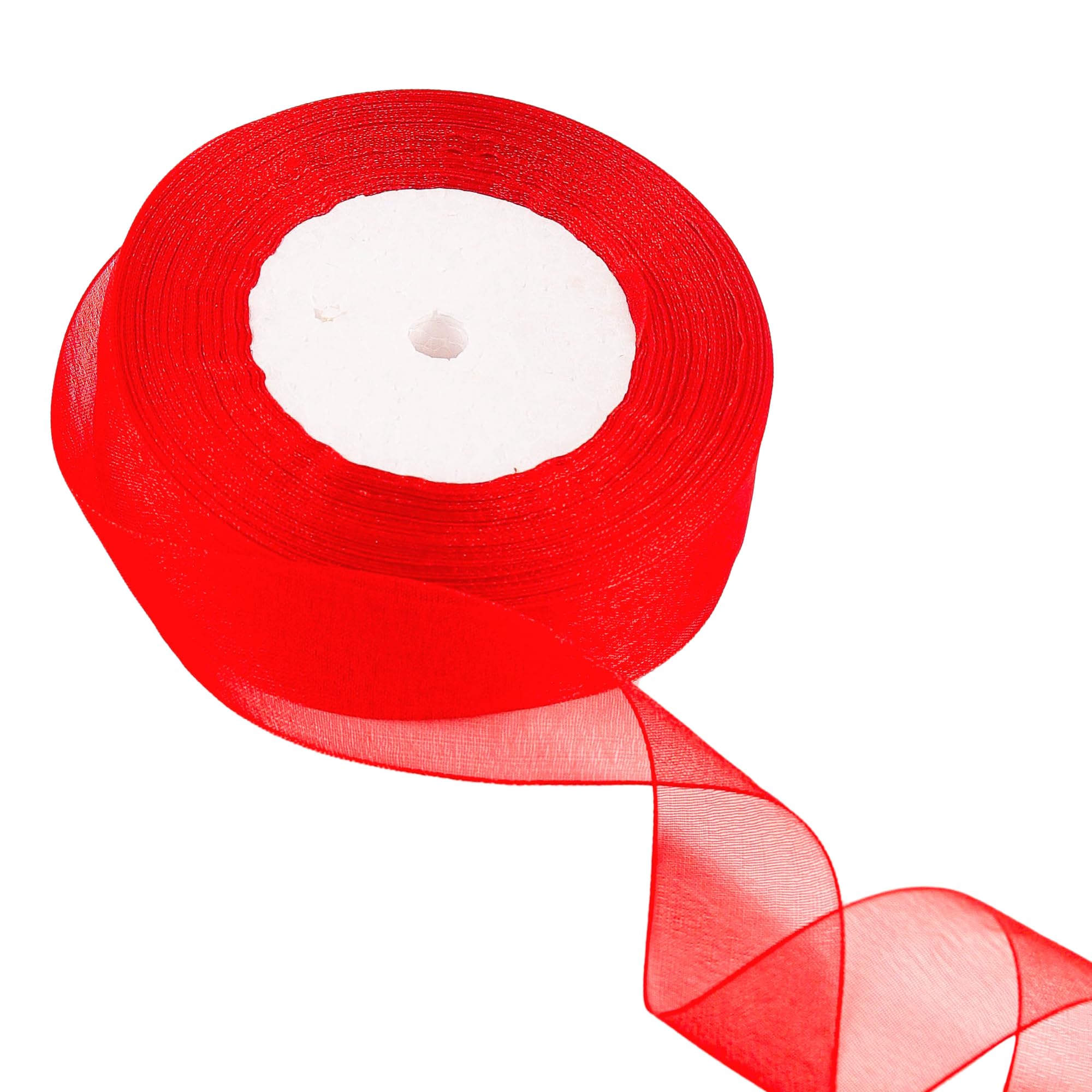 40mm Red Organza Ribbon 45M for Gift Wrapping, Hair Bow, Christmas, Cake, Wedding, DIY Crafts, Car Decoration - Chiffon Thick Ribbon