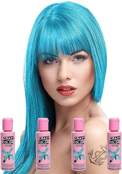 Crazy Color Semi-Permanent Hair Dye 4 Pack Bubblegum Blue