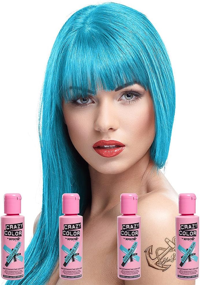 Crazy Color Semi-Permanent Hair Dye 4 Pack Bubblegum Blue