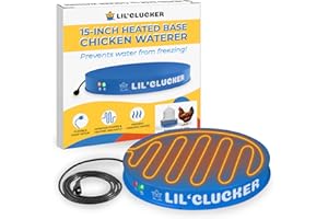 Lil'Clucker Heated Base for Chicken Waterer – Automatic Metal Freeze Proof Heated Chicken Waterer with Heater & LED – Poultry Heated Waterer for Winter (Blue, 15 Inch)