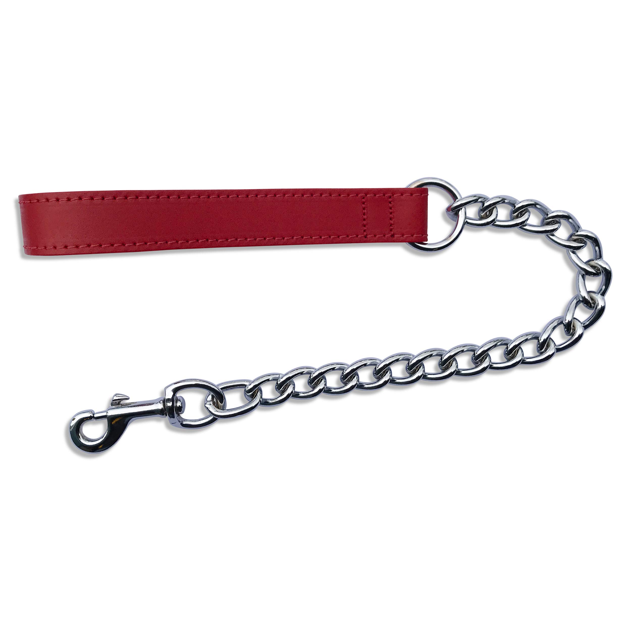BBD 25-inch Ex Heavy Leather Chain Lead, Red