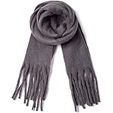 TUSHUSTY Winter Women Chunky Scarf Warm Blanket Big Thick Large Oversized Wrap Colorful Long Solid Scarves