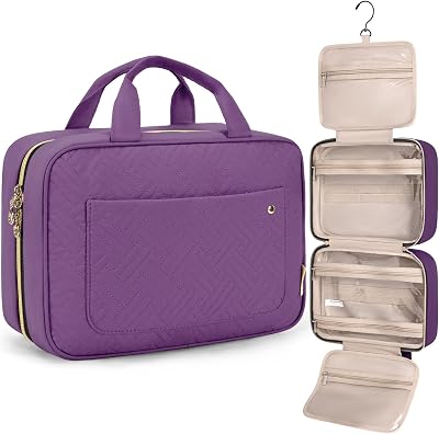 BAGSMART Large Hanging Toiletry Bag Purple Cosmetic Organizer 28x19x8cm