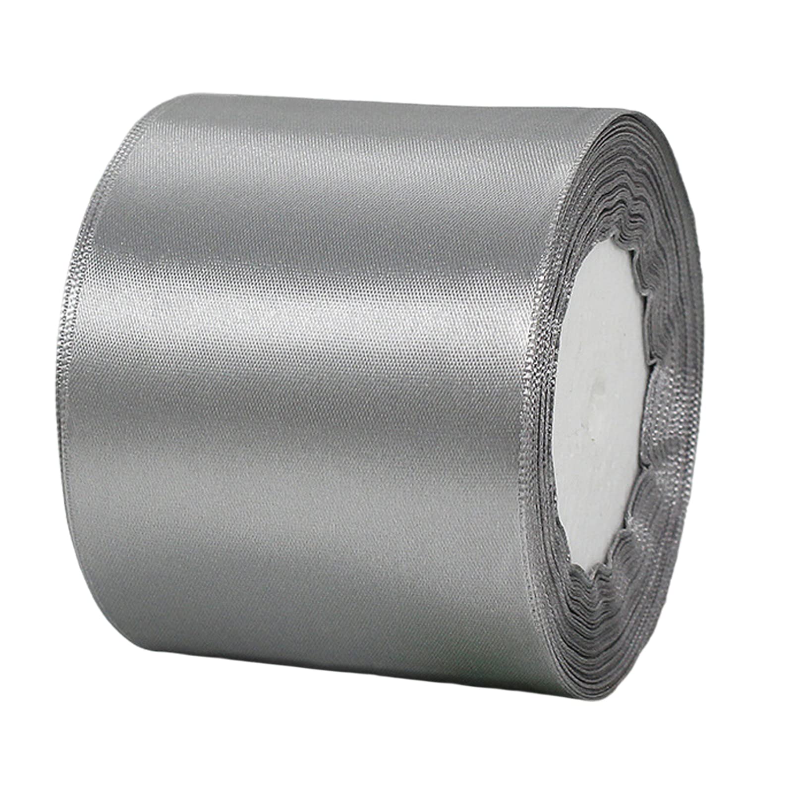 3 Inch 22m Wide Christmas Silver Ribbon,75mm Grey Fabric Large Ribbon Solid Satin Ribbon,Christmas Polyester Ribbon for Xmas Gift Wapping,Hair Bows,Sewing,Crafts,Floral,Presents,Wedding
