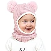 Camptrace Baby Toddler Winter Hat Scarf Set Pom Girls Boys Kids with Fleece Lined Beanie Snow Hat Hood