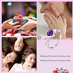 Shysnow Amethyst Birthstone February Ring for Women
