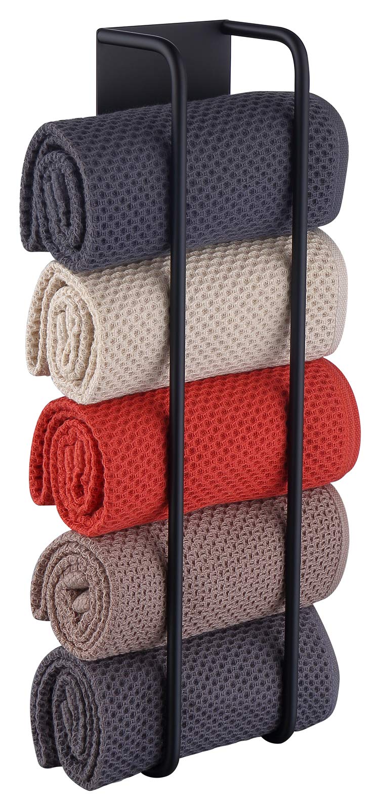 HomeHeng Y01-MB SUS304 Guest Towel Holder without Drilling Stainless Steel Self-Adhesive Towel Holder Bathroom Guest Towel Holder 40 cm Black