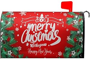 GRANBEY Merry Christmas Mailbox Cover Winter Snowflake Xmas Poinsettia Magnetic Letter Post Box Cover Happy New Year Mailbox Covers Magnetic Standard Size 21x18 in Decorative for Home Garden Yard