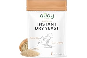 Quay Naturals Instant Dry Yeast 8 oz | Fast-Acting, No Proofing Needed | Ideal for Bread, Pizza, Bagels & Pastries | Gluten-Free, Non-GMO, Vegan Baking Essential