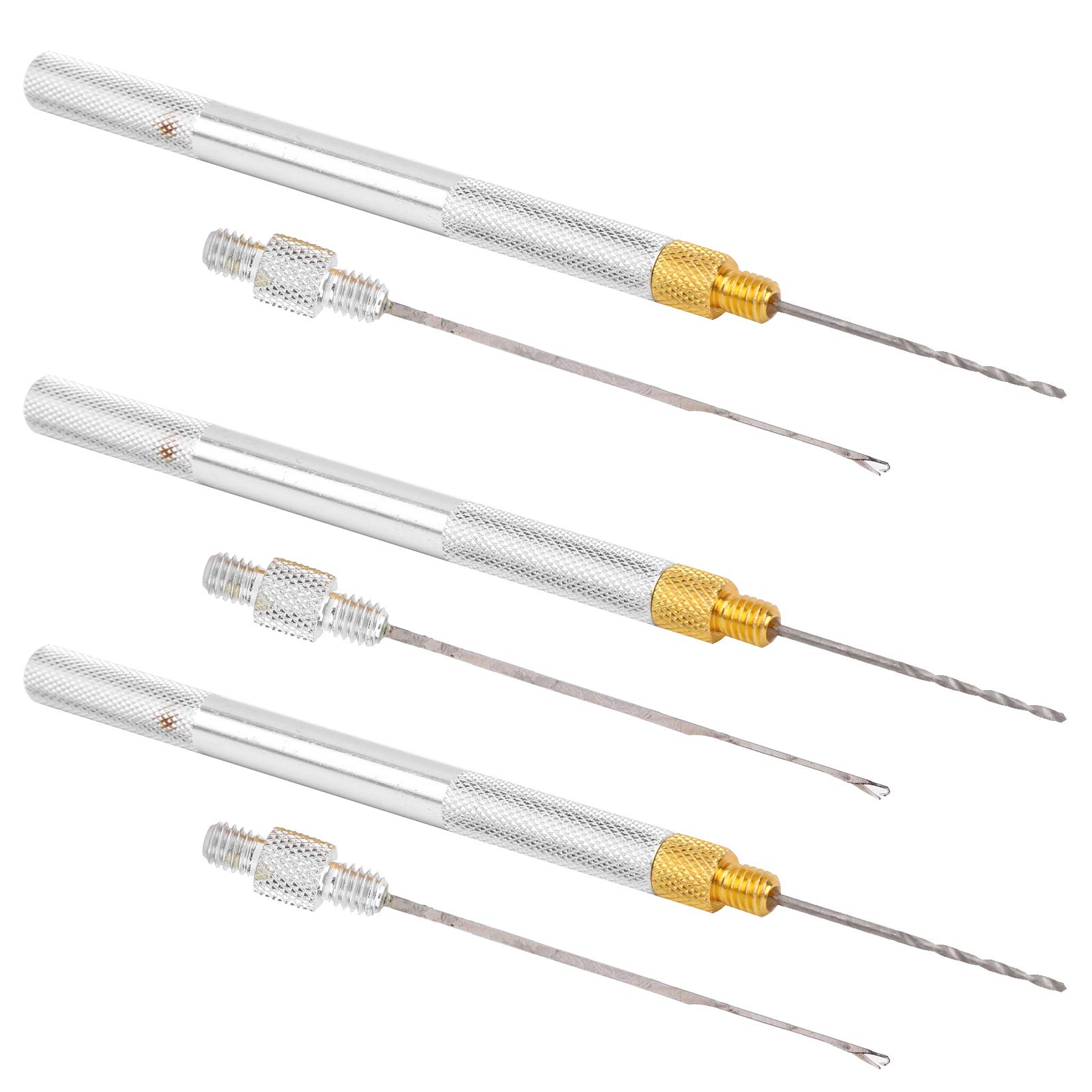 3 Set 3 in 1 Fishing Rigging Combo,Multiple Function Fish Drill Combo Set,Fishing Rigging Bait Needle Tool, Driller Knot Puller Line Scissors Boilie Stops Set ComboOther fishing tools and