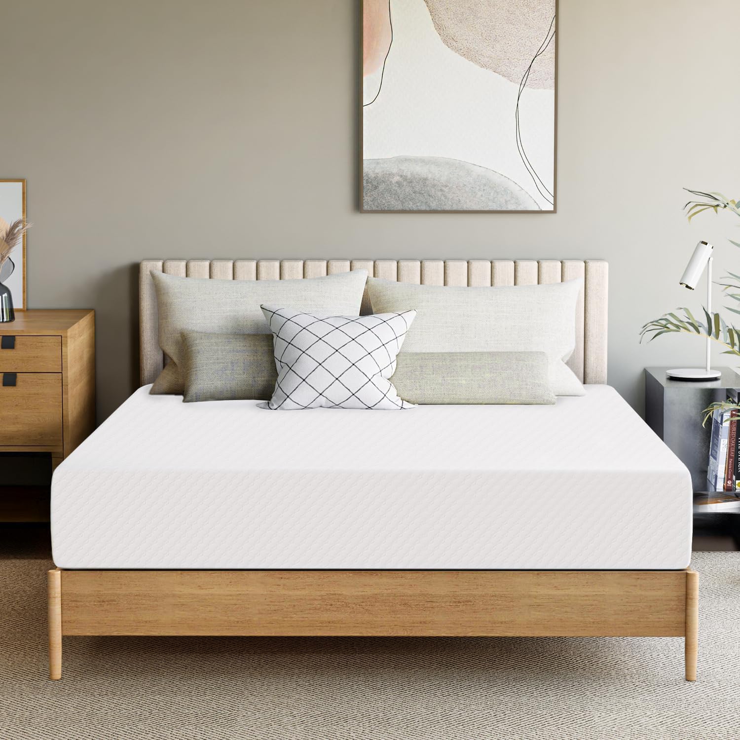 GAESTE 8 Inch Queen Cooling Gel Memory Foam Mattress for Cool Sleep Medium Firm CertiPUR-US Certified Foam, Mattress in a Box Pressure Relief Removable Cover No Fiberglass (Queen, 8 in) Image