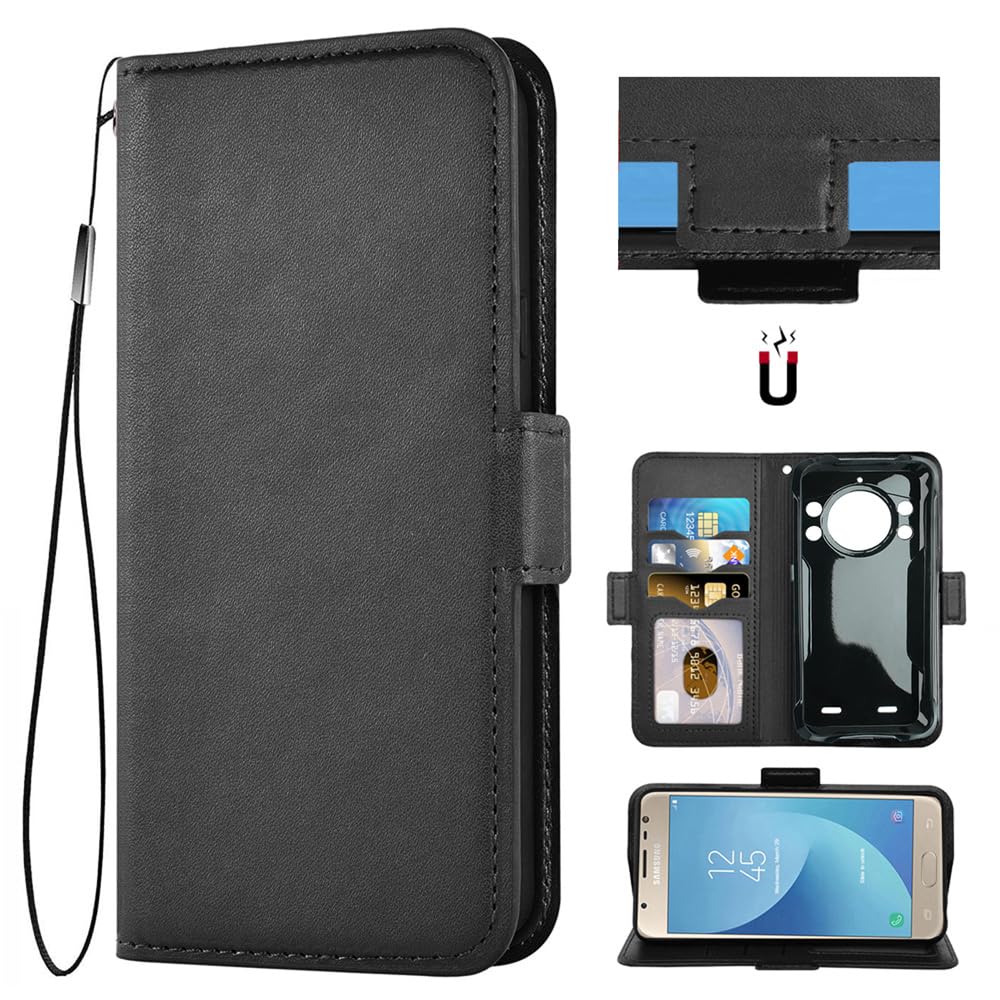 Auotu PU Leather Flip Case with Camera Protection Wallet Mobile Phone Case Leather Cover Case for CUBOT Kingkong 9 Smartphone (Black)