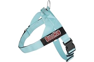 BULLHUG Adjustable Dog Harness– No Pull, No Choke – for English Bulldogs, French Bulldogs, Pugs & Broad-Chested Breeds – Easy, Safe Walks (Tiff Blue, Medium)