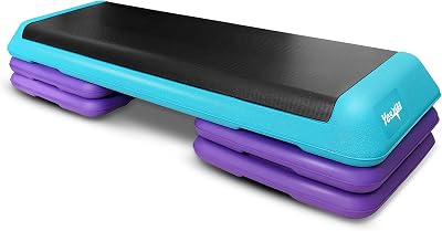 Yes4All NXP1 Adjustable Aerobic Step Platform with 4 Risers Teal Purple