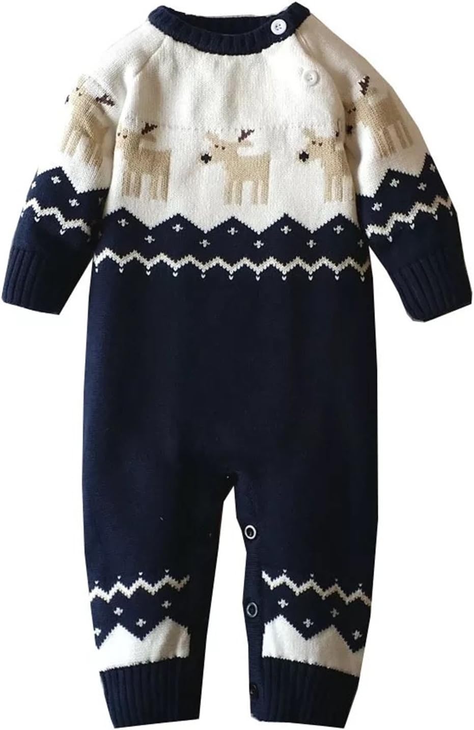 TJTJXRXR Infant and Toddler Baby Boys Girls Christmas Reindeer Romper Knitted Sweaters Outfit Jumpsuits
