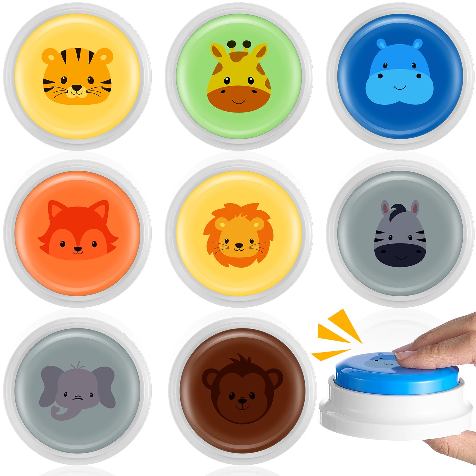 Photo 1 of Syhood 8 Pcs Animal Sounds Buzzer for Trivia Games, Answer Buzzers for Classroom, Feud Jeopardy Buzzer Button with Lights and Sounds for Classroom Party Teacher Game Show(Jungle Style)