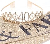 Leixi 40th Birthday Sash and Rhinestone Tiara Set Gold - 40 and Fabulous view 4