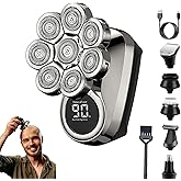1PCS Head Shavers for Bald Men, 8D Upgraded 6-in-1 Bald Head Shaver, Waterproof Bald Head Shavers for Men Wet/Dry Use, LED Display Electric Razor Type-C Charging 360°Close Shave(8730) (Silver)